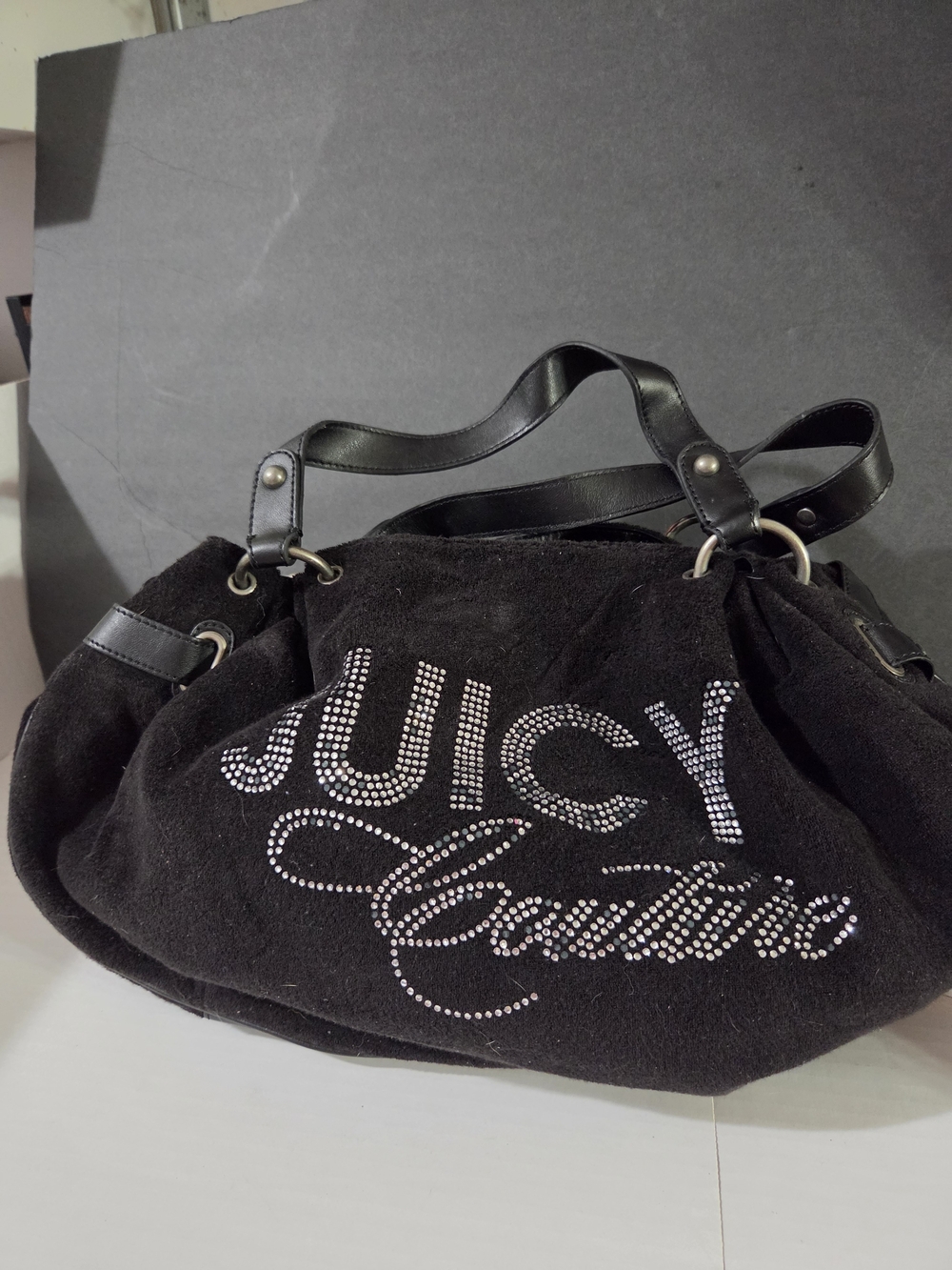 Juicy Couture Black Rhinestone Logo Shoulder Bag